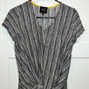 W5 Monochrome Striped Short Sleeve Top
